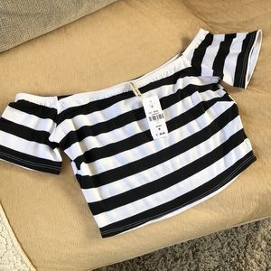 Black/white striped crop top, S/M, BRAND NEW!